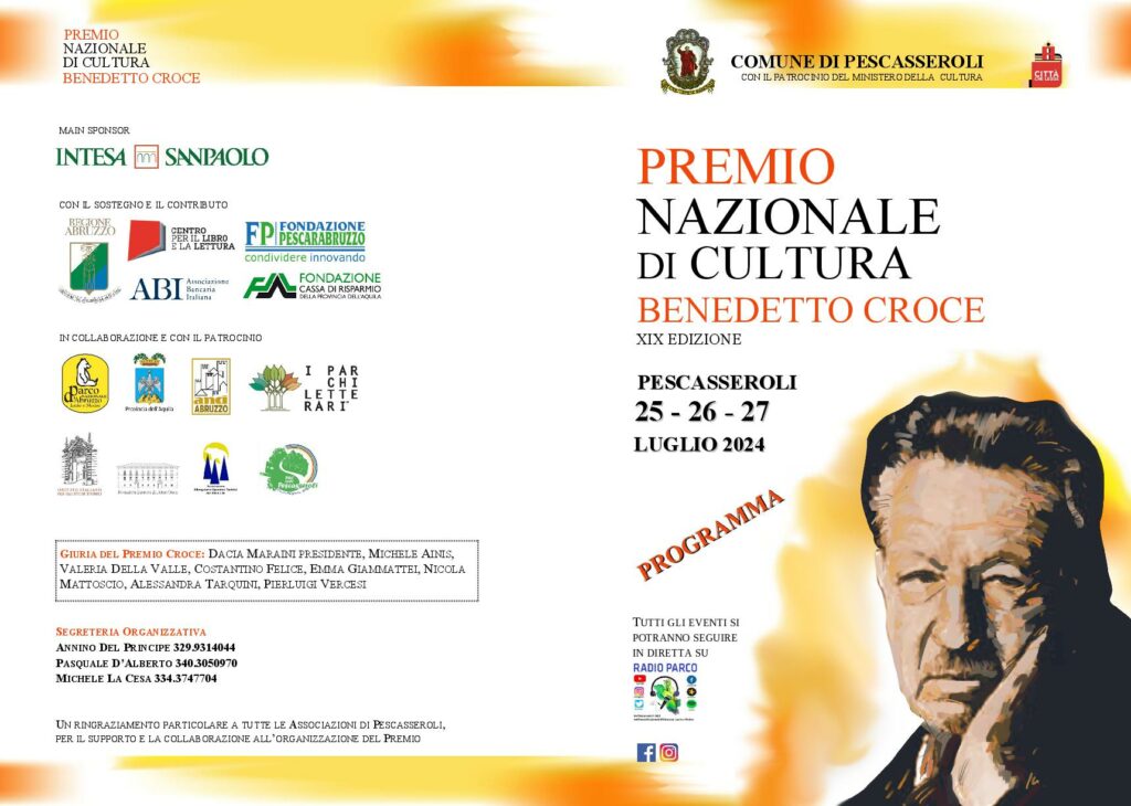 Programma delle giornate conclusive del Premio Nazionale di Cultura Benedetto Croce
