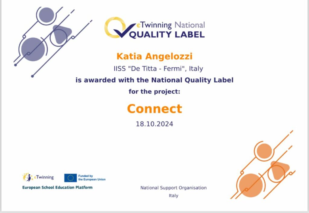 Quality Label per il progetto E-Twinning (ESEP) “Connect”